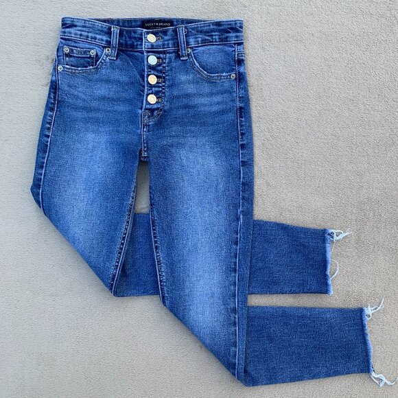 Lucky Brand High Rise Skinny Bridgette Button Fly Jeans Sz 0 - Picture 2 of 15
